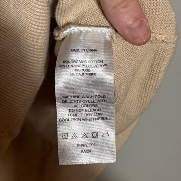 Women's Size M Quince Lightweight Cotton Cashmere Link-Stitch Dolman Sweater - Picture 6 of 6